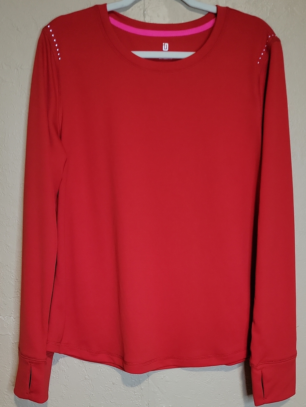 Ideology Red Long-Sleeve Crew Neck Performance Top